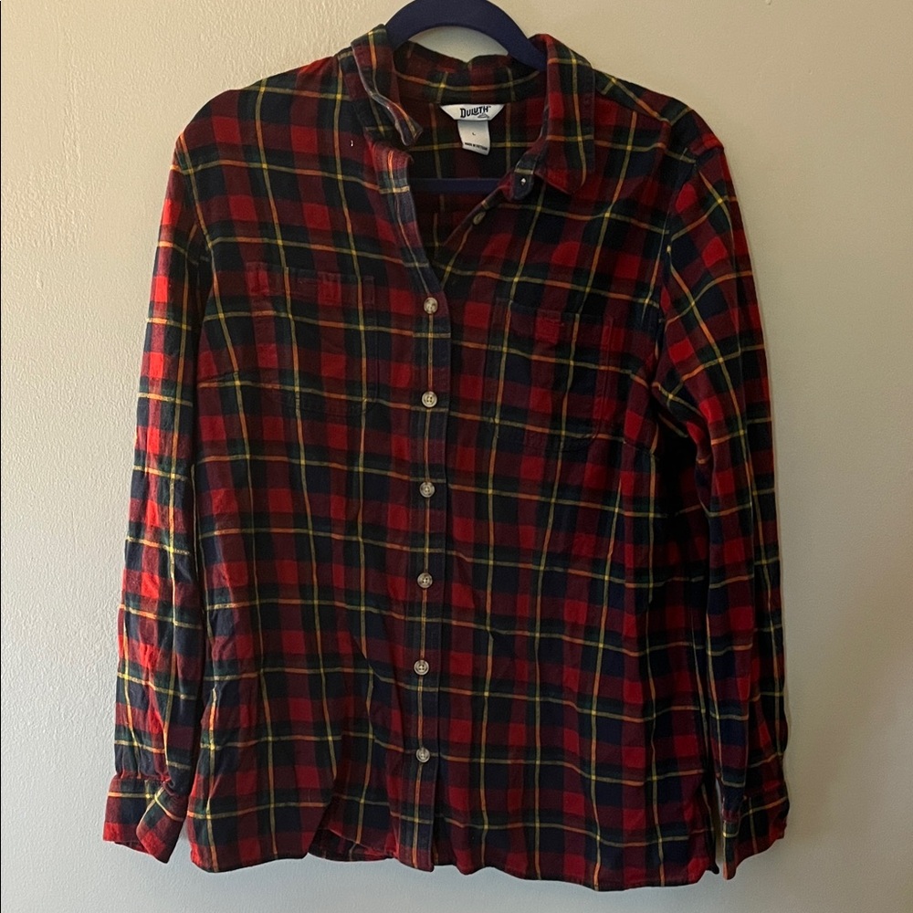 Duluth Trading Co Multicolor Plaid Button Down Shirt